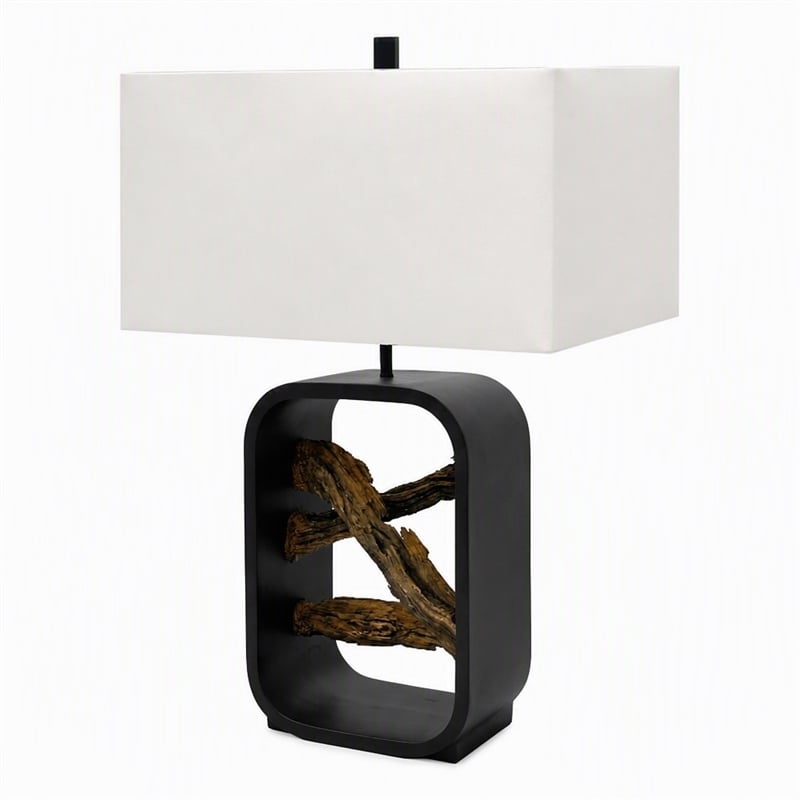 Pemberly Row Set of 2 Resin Table Lamps in Black with 25 Inch Height
