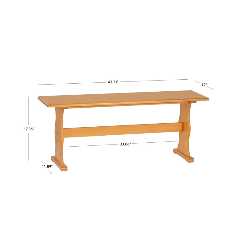 Pemberly Row Pine Wood Dining Bench in Honey Finish