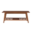 Pemberly Row Wood Coffee Table with Walnut Finish and Slatted Shelf