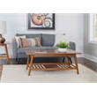Pemberly Row Wood Coffee Table with Walnut Finish and Slatted Shelf