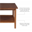 Pemberly Row Wood Coffee Table with Walnut Finish and Slatted Shelf