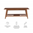 Pemberly Row Wood Coffee Table with Walnut Finish and Slatted Shelf