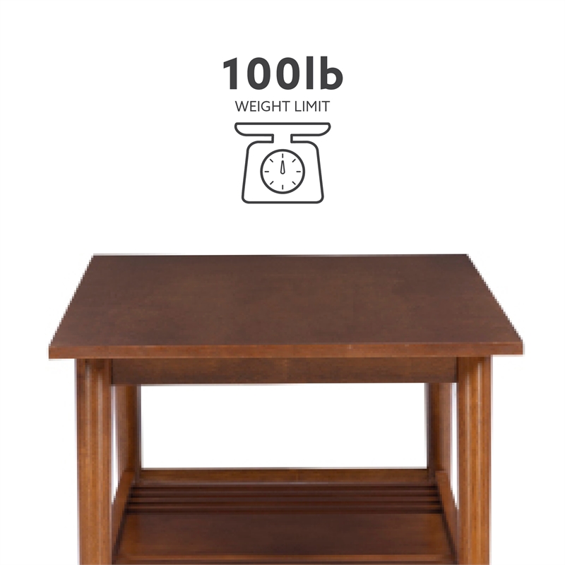 Pemberly Row Wood Coffee Table with Walnut Finish and Slatted Shelf