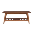 Pemberly Row Wood Coffee Table with Walnut Finish and Slatted Shelf