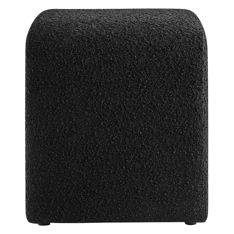 Pemberly Row Backless Waterfall Stool with Boucle Upholstery in Black