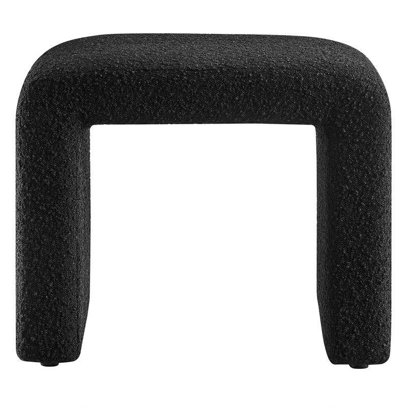 Pemberly Row Backless Waterfall Stool with Boucle Upholstery in Black