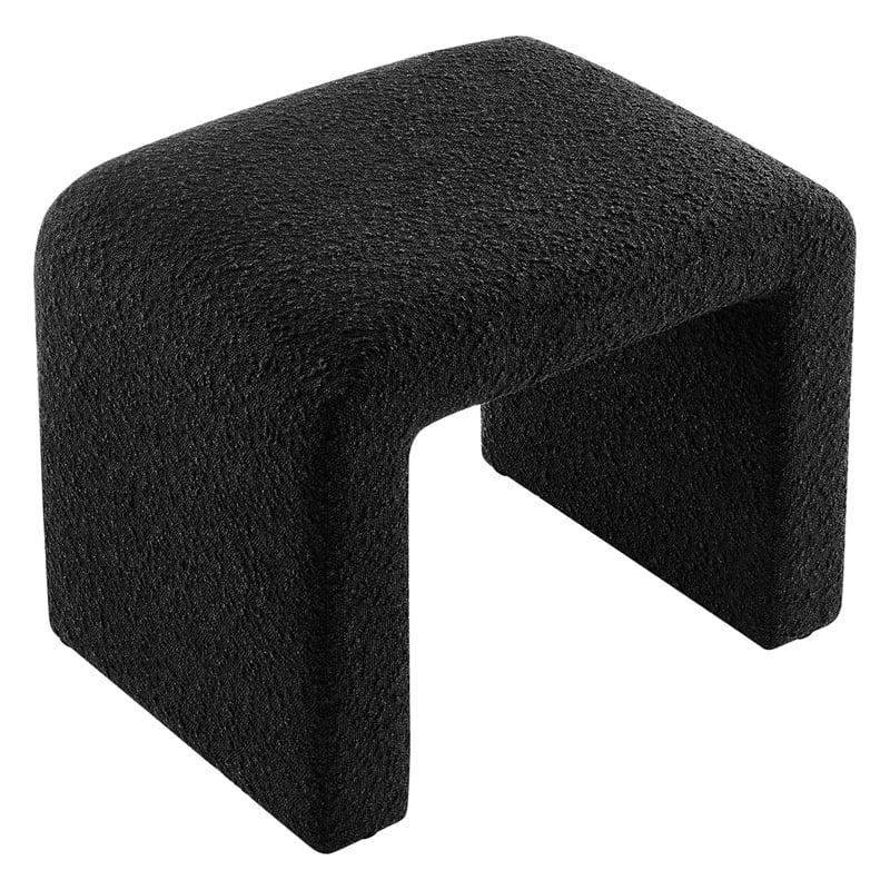 Pemberly Row Backless Waterfall Stool with Boucle Upholstery in Black