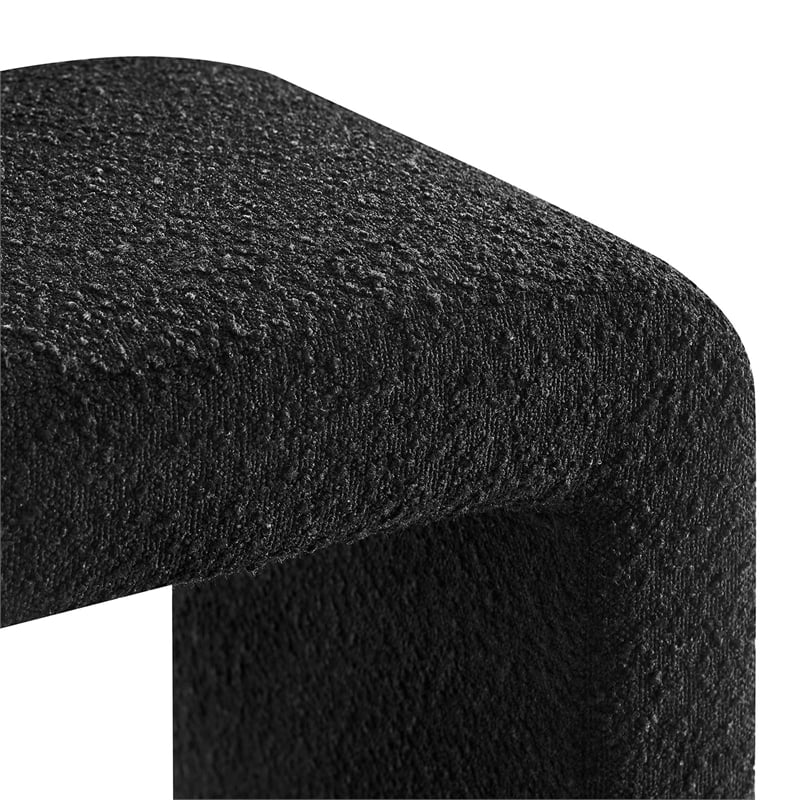 Pemberly Row Backless Waterfall Stool with Boucle Upholstery in Black
