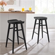 Pemberly Row Set of 2 Backless Mango Wood Counter Stools in Black