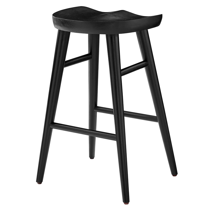 Pemberly Row Set of 2 Backless Mango Wood Counter Stools in Black