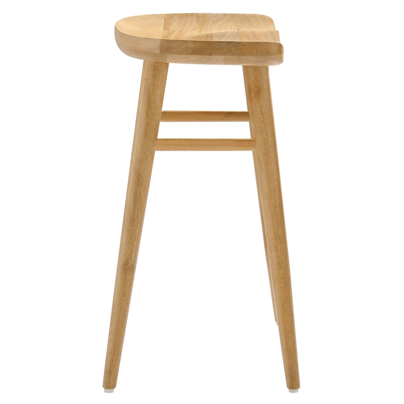 Pemberly Row Set of 2 Backless Mango Wood Counter Stools in Oak