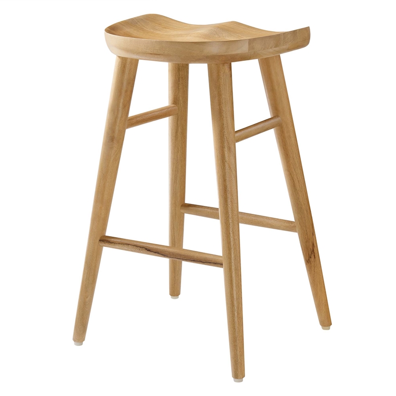 Pemberly Row Set of 2 Backless Mango Wood Counter Stools in Oak