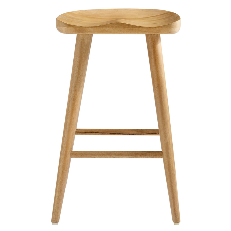 Pemberly Row Set of 2 Backless Mango Wood Counter Stools in Oak