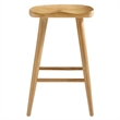 Pemberly Row Set of 2 Backless Mango Wood Counter Stools in Oak