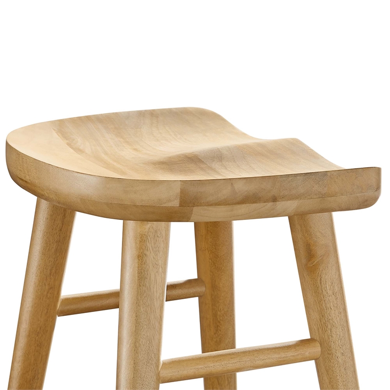 Pemberly Row Set of 2 Backless Mango Wood Counter Stools in Oak
