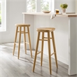 Pemberly Row Backless Wood Bar Stools Set of 2 in Oak