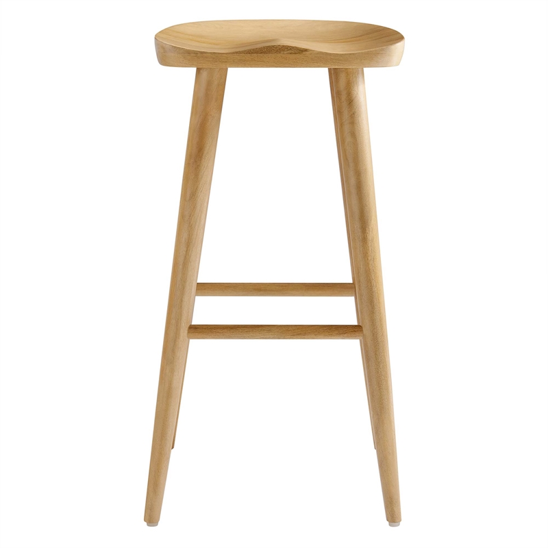Pemberly Row Backless Wood Bar Stools Set of 2 in Oak