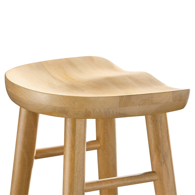Pemberly Row Backless Wood Bar Stools Set of 2 in Oak