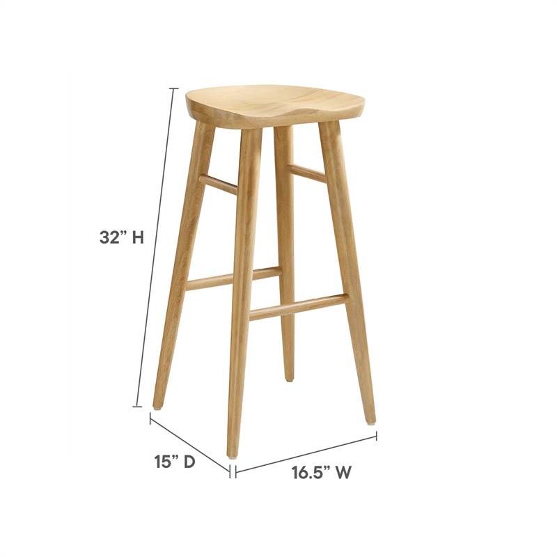 Pemberly Row Backless Wood Bar Stools Set of 2 in Oak