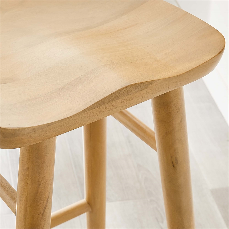 Pemberly Row Backless Wood Bar Stools Set of 2 in Oak