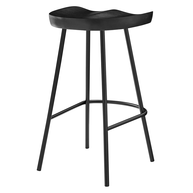 Pemberly Row Concord Backless Wood Counter Stools Set of 2 in Black