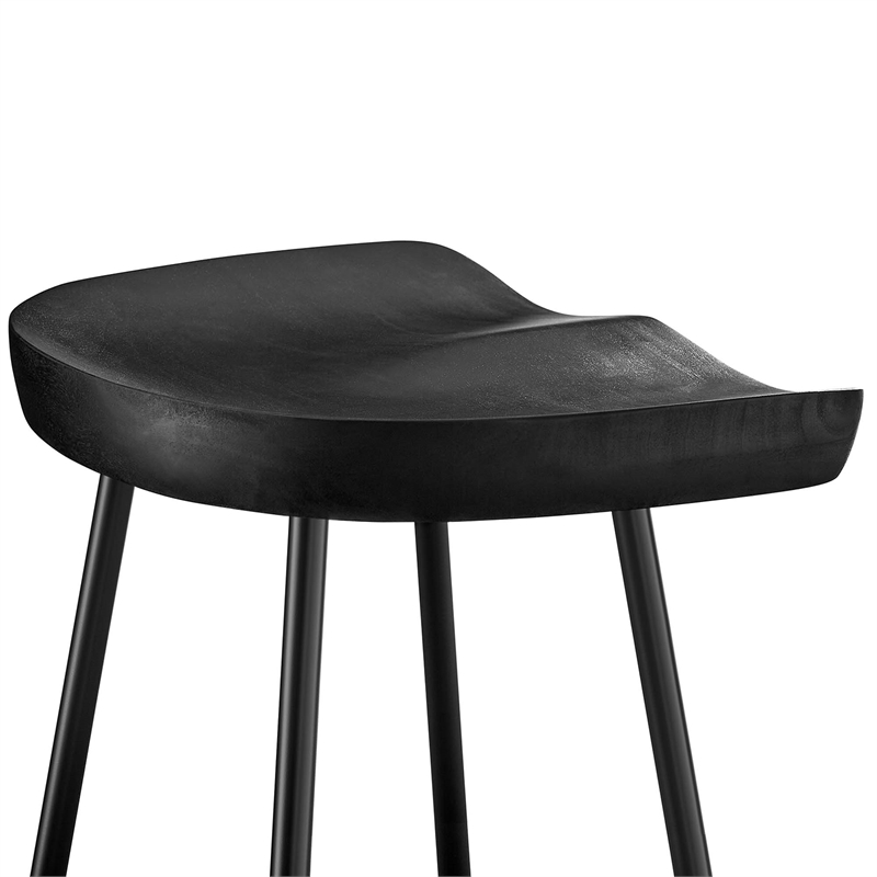 Pemberly Row Concord Backless Wood Counter Stools Set of 2 in Black