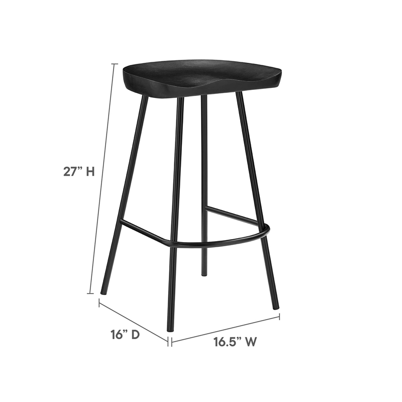 Pemberly Row Concord Backless Wood Counter Stools Set of 2 in Black
