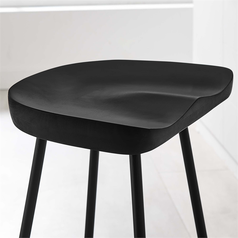 Pemberly Row Concord Backless Wood Counter Stools Set of 2 in Black