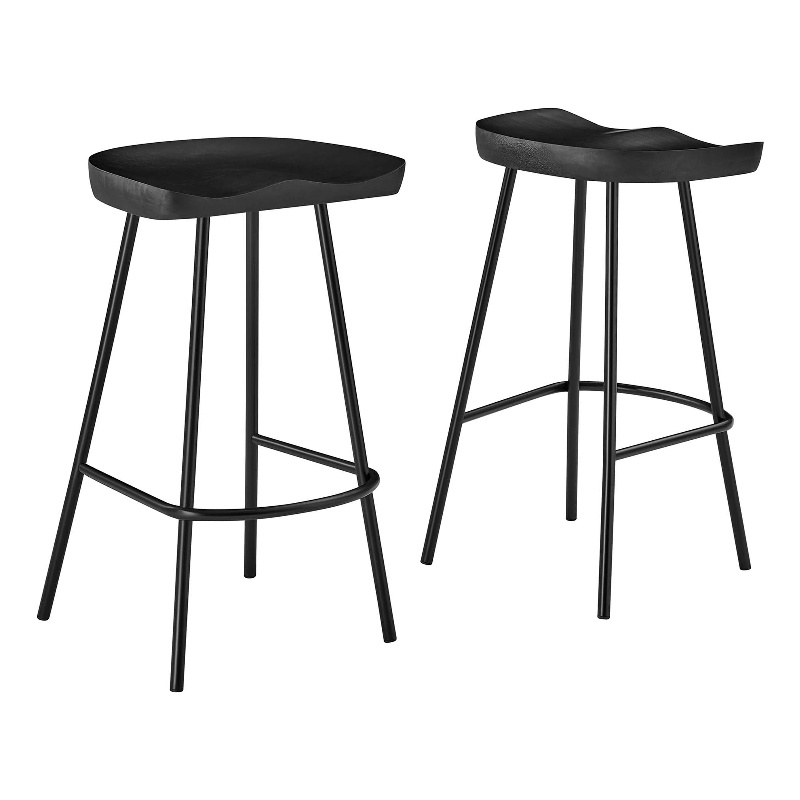 Pemberly Row Concord Backless Wood Counter Stools Set of 2 in Black