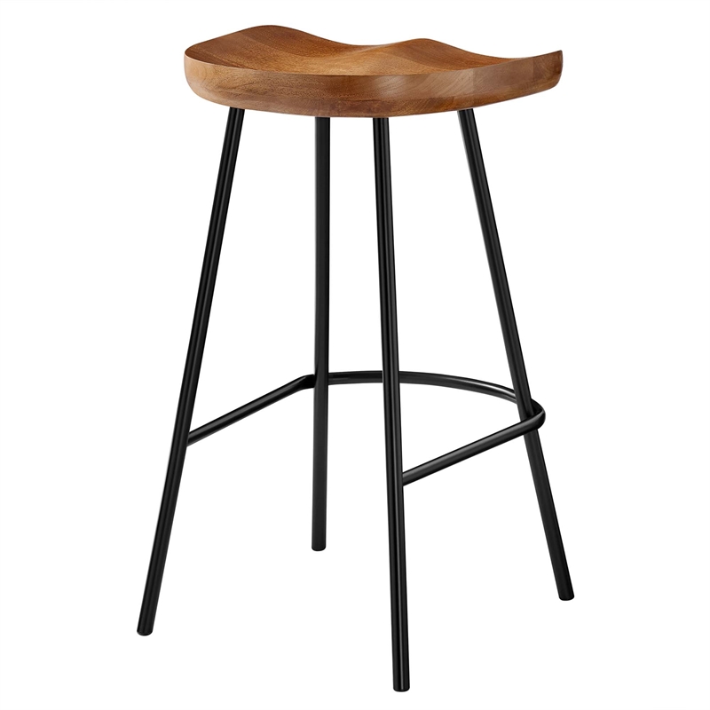 Pemberly Row Backless Wood Counter Stools Set of 2 in Walnut