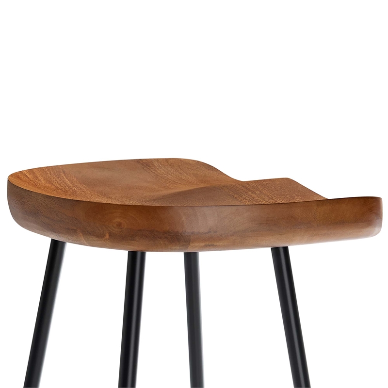 Pemberly Row Backless Wood Counter Stools Set of 2 in Walnut