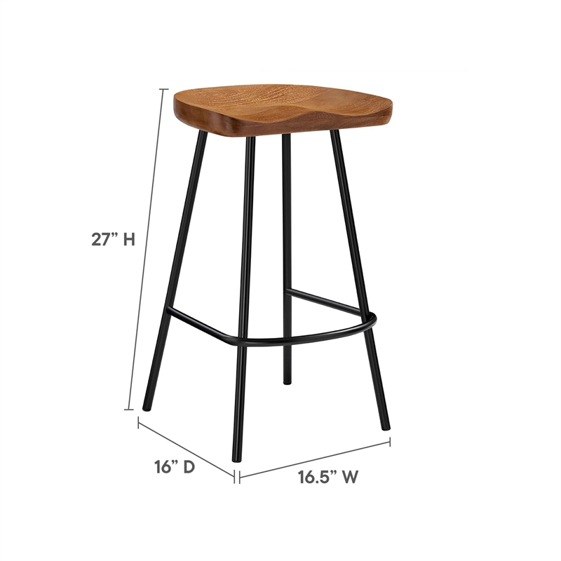 Pemberly Row Backless Wood Counter Stools Set of 2 in Walnut