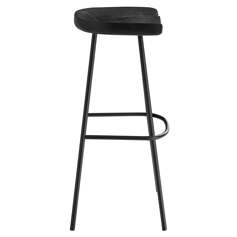 Pemberly Row Backless Wood Bar Stools Set of 2 in Black
