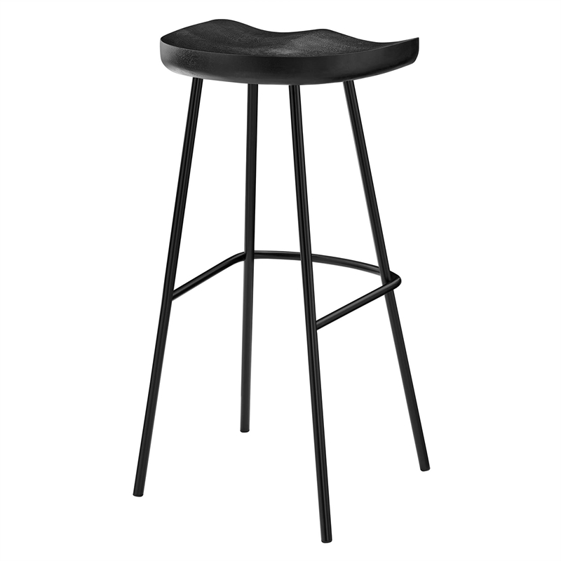 Pemberly Row Backless Wood Bar Stools Set of 2 in Black