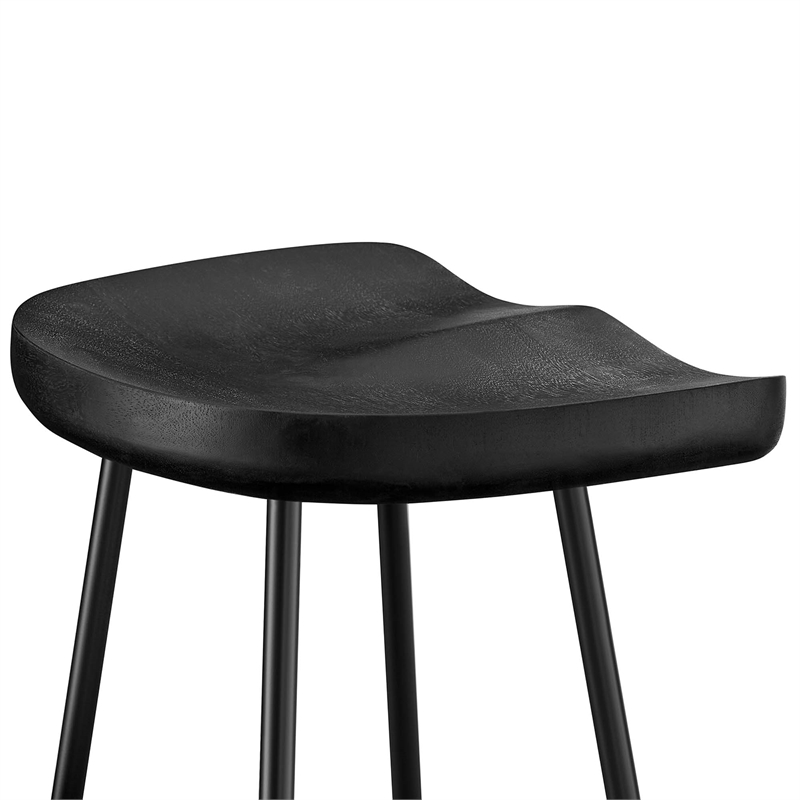 Pemberly Row Backless Wood Bar Stools Set of 2 in Black