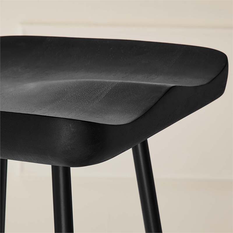 Pemberly Row Backless Wood Bar Stools Set of 2 in Black