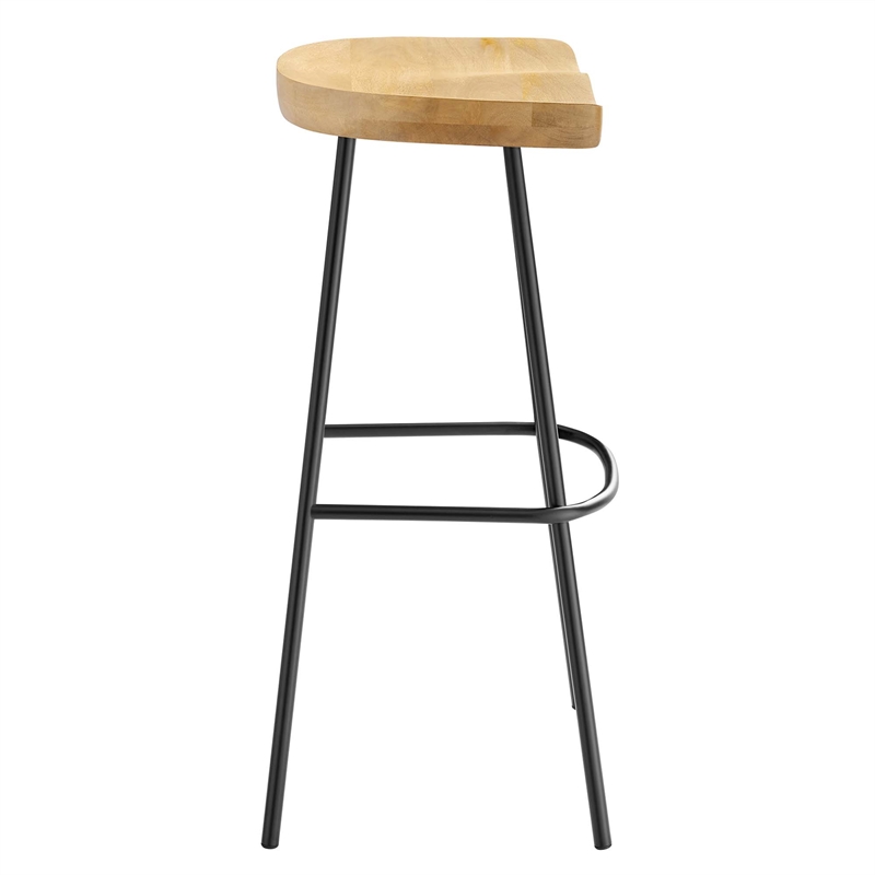 Pemberly Row Backless Wood Bar Stools Set of 2 in Oak