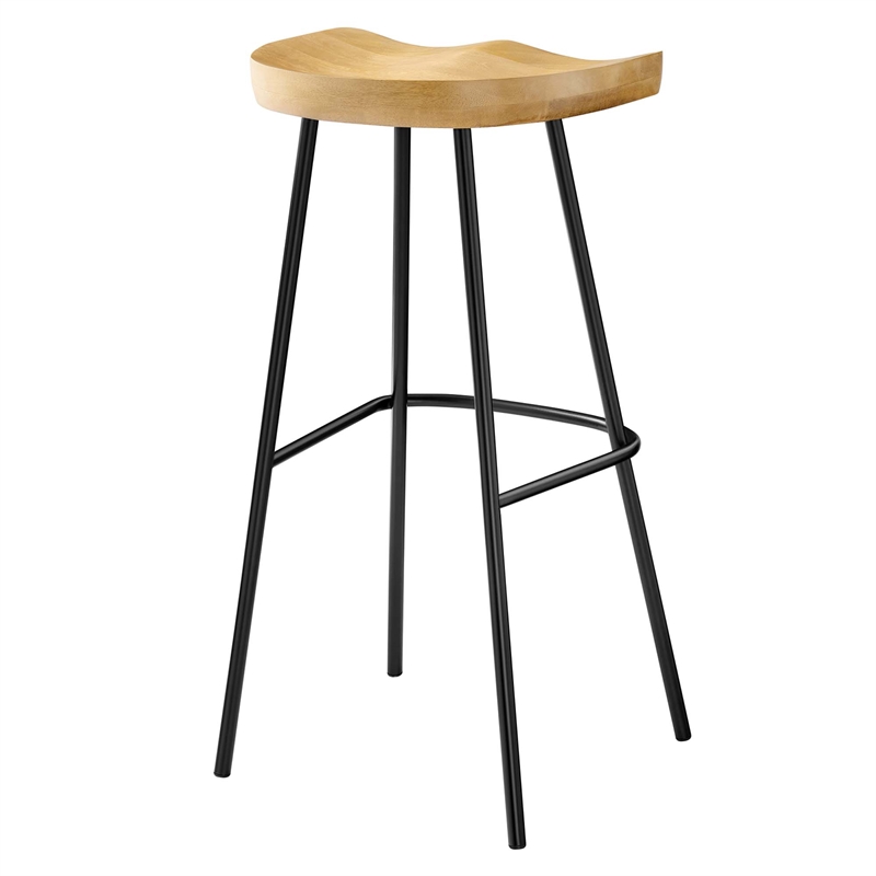 Pemberly Row Backless Wood Bar Stools Set of 2 in Oak