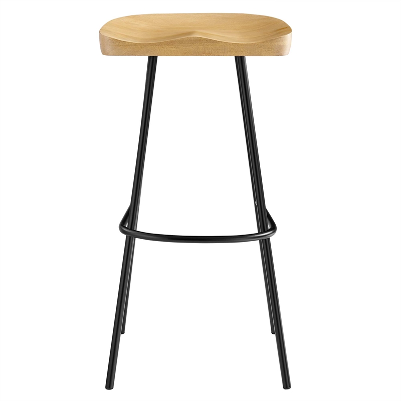 Pemberly Row Backless Wood Bar Stools Set of 2 in Oak