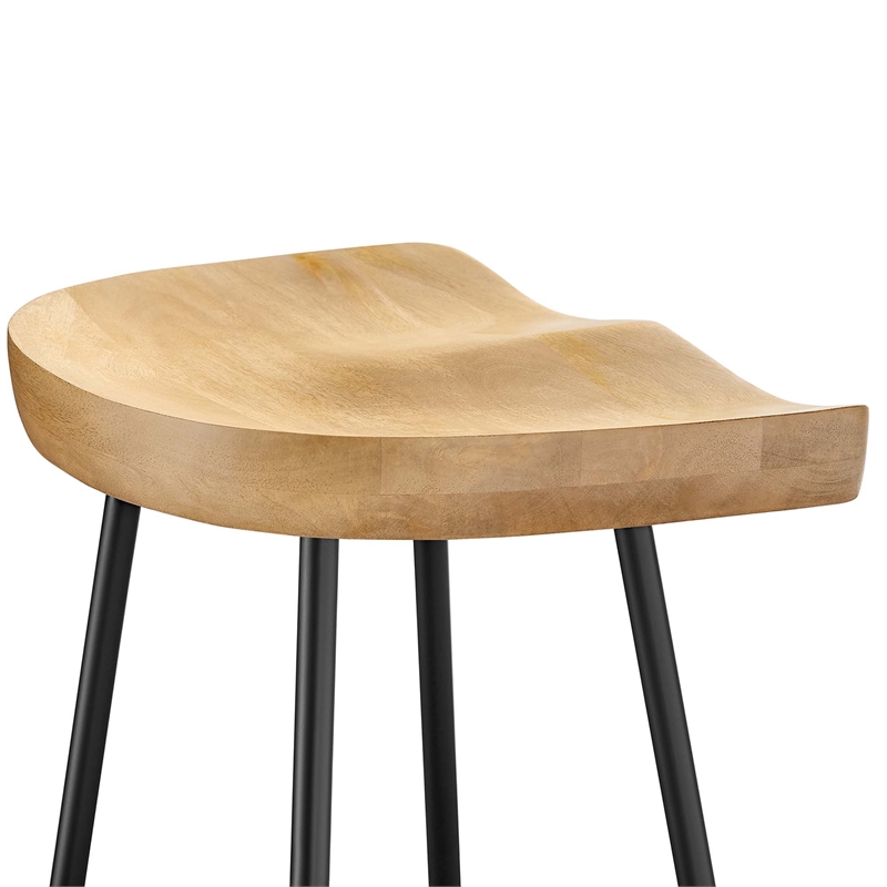Pemberly Row Backless Wood Bar Stools Set of 2 in Oak