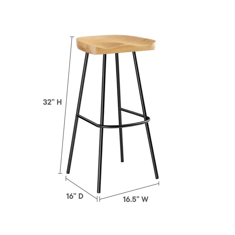 Pemberly Row Backless Wood Bar Stools Set of 2 in Oak