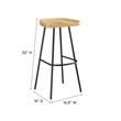Pemberly Row Backless Wood Bar Stools Set of 2 in Oak