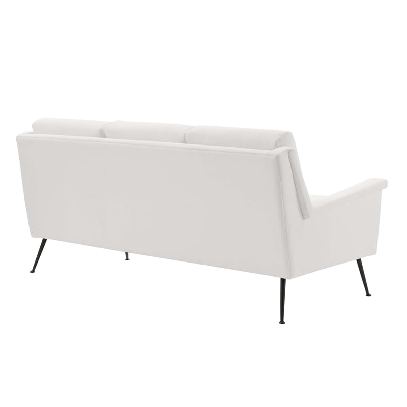 Pemberly Row Upholstered Fabric Sofa in Black White with Metal Legs