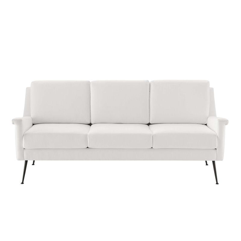 Pemberly Row Upholstered Fabric Sofa in Black White with Metal Legs