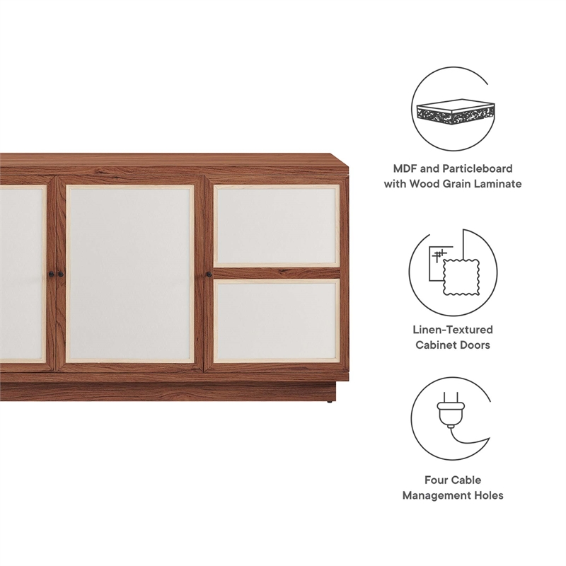 Pemberly Row 63-Inch Wood Grain TV Console with Storage in Walnut Finish