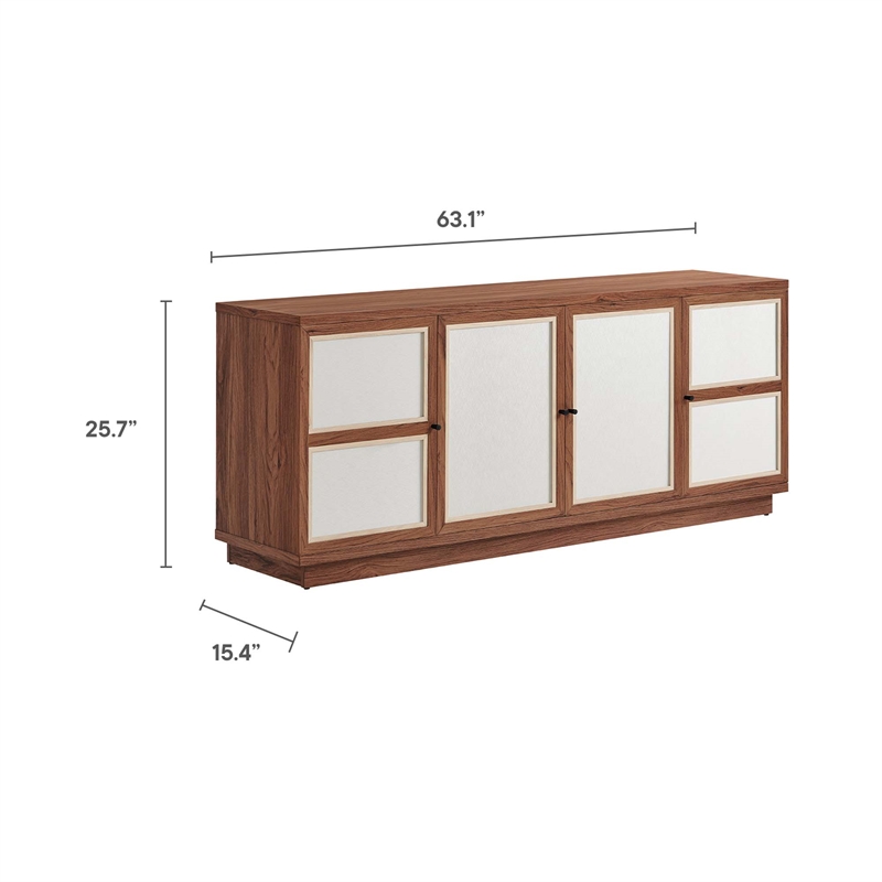 Pemberly Row 63-Inch Wood Grain TV Console with Storage in Walnut Finish