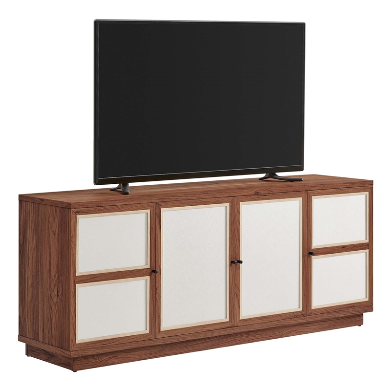 Pemberly Row 63-Inch Wood Grain TV Console with Storage in Walnut Finish