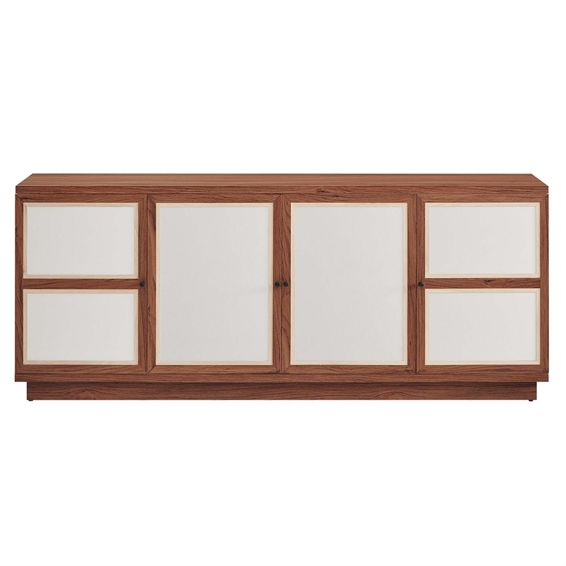 Pemberly Row 63-Inch Wood Grain TV Console with Storage in Walnut Finish