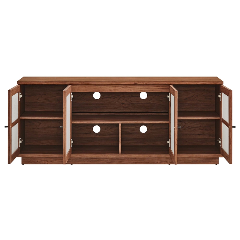 Pemberly Row 63-Inch Wood Grain TV Console with Storage in Walnut Finish