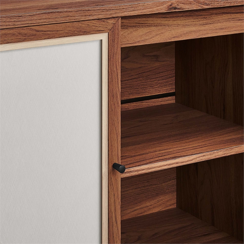 Pemberly Row 63-Inch Wood Grain TV Console with Storage in Walnut Finish